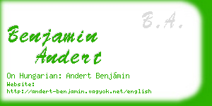 benjamin andert business card